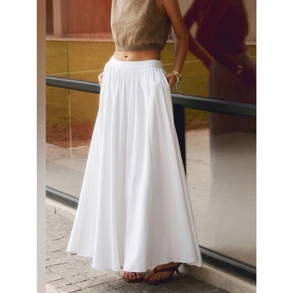 Nwt Commense Women's Linen Blend Long White Skirt Size Small - Picture 2 of 13